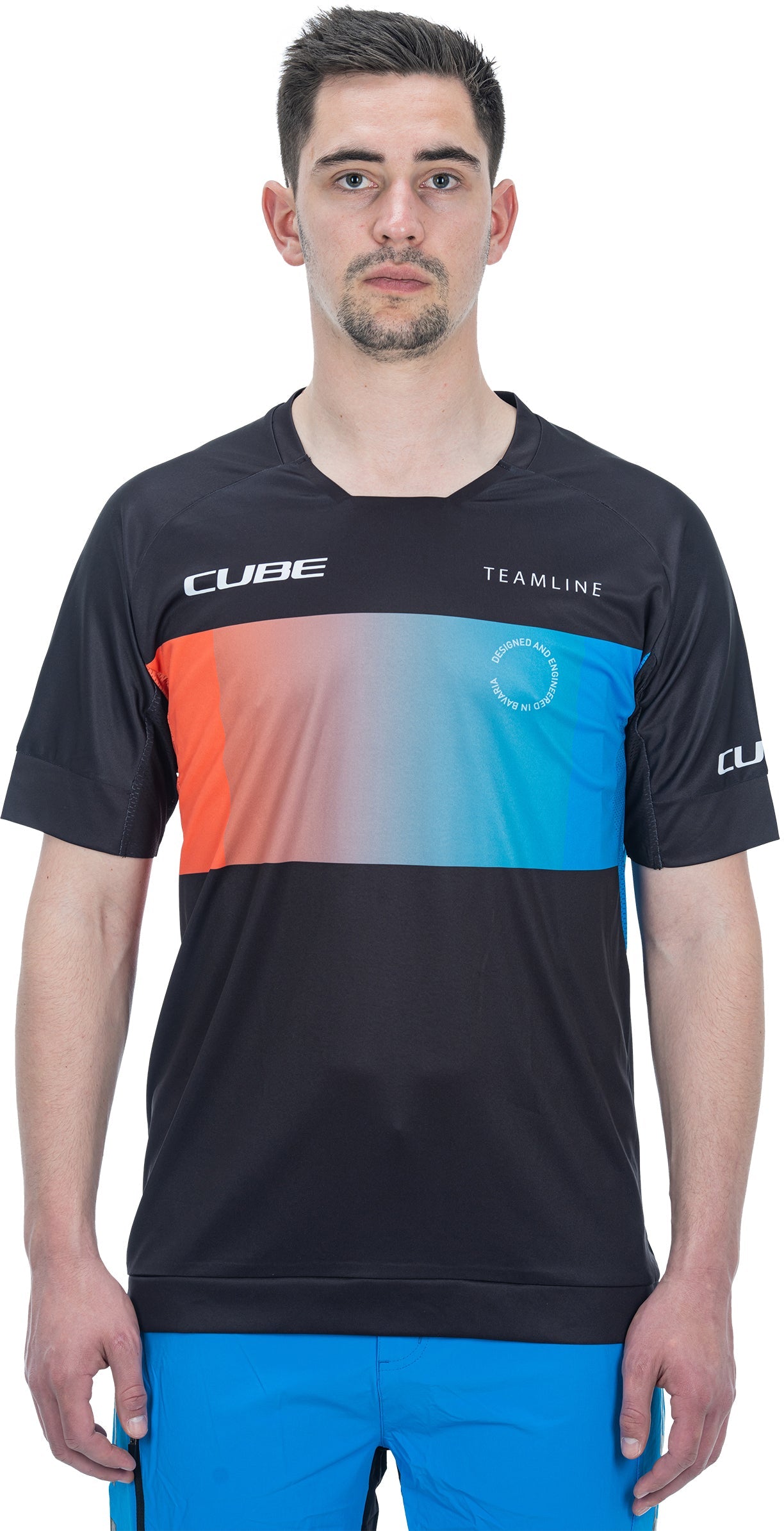 CUBE TEAMLINE Rundhalstrikot kurzarm black´n´blue´n´red
