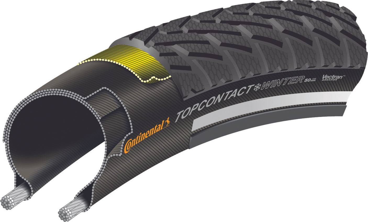 Continental Top Contact II Winter Premium Faltreifen 27.5x2.00" Vectran Breaker Reflex