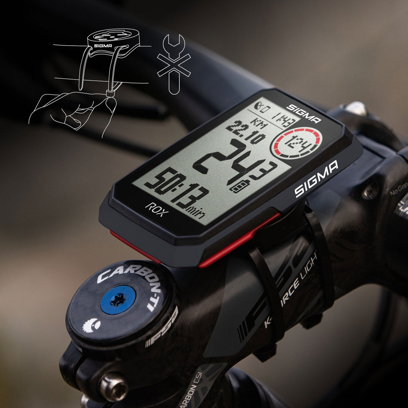 sigma fahrradcomputer ohne kabel Sigma ROX 4.0 Fahrradcomputer Set inkl. Vorbauhalterung + Pulsgurt + G