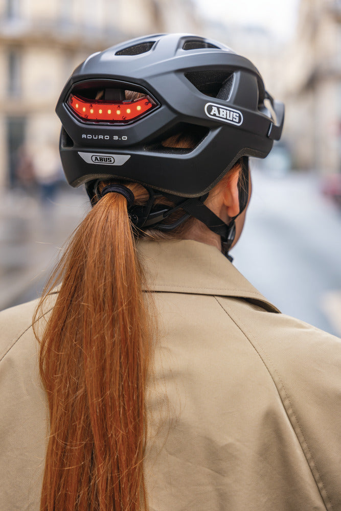 fahrradhelm mit haaren Abus Aduro 3.0 LED Urban schwarz Fahrradhelm | race black