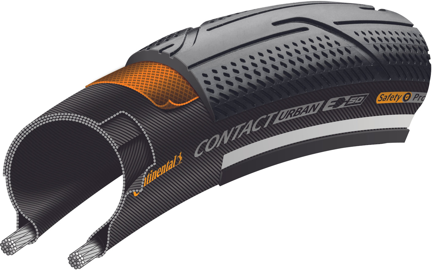 Continental Contact Urban Drahtreifen 27.5x1.60" Reflex E-50 SafetyPro schwarz