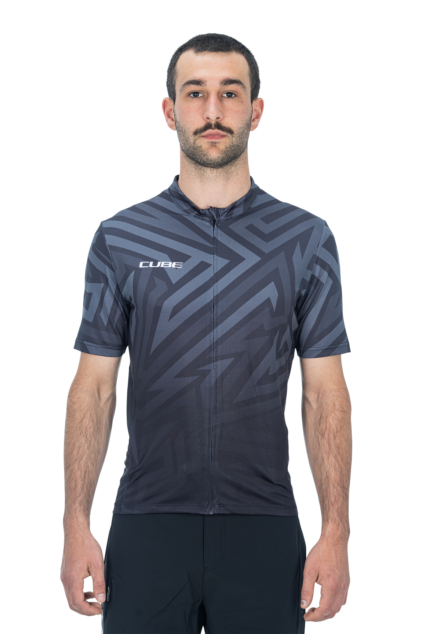 CUBE ATX Trikot Full Zip CMPT kurzarm black´n´grey